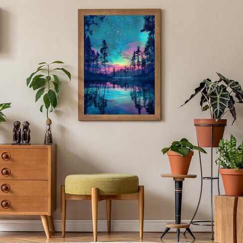 ألغاز للبالغين 500 قطعة، ألغاز الصور المقطوعة للأضواء الشمالية - مرآة الشفق القطبي، لغز المناظر الطبيعية المستحيلة لعائلات كبار السن، 20.47 × 14.96 بوصة، ملصق 1:1، رسالة على الظهر in Kuwait