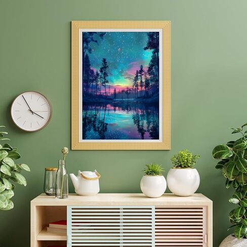 ألغاز للبالغين 500 قطعة، ألغاز الصور المقطوعة للأضواء الشمالية - مرآة الشفق القطبي، لغز المناظر الطبيعية المستحيلة لعائلات كبار السن، 20.47 × 14.96 بوصة، ملصق 1:1، رسالة على الظهر in Kuwait