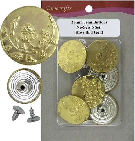 25 mm No-Sew Rose Bud Jean Tack Buttons CT. 6 (Gold) in Saudi Arabia