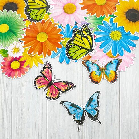 60 PCS Spring Hanging Swirls Flowers Butterfly Hanging Decorations Sunflower Ceiling Decor for Spring Summer Baby Shower Birthday Wedding Party Decoration in Saudi Arabia