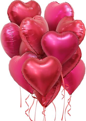 Pink Red Heart Balloons, 20 Pcs 18 Inch Heart Shaped Foil Balloons Galentines Balloons for Girls Birthday Wedding Anniversary Engagement Party Valentines Day Decorations in Saudi Arabia
