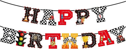 Car Birthday Banners, Race Car Birthday Party Decorations Banner and Garland, Racing Themed Supplies for Room Wall Decor Party Supplies Photo Props in Saudi Arabia