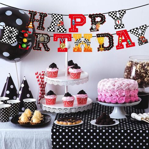 Car Birthday Banners, Race Car Birthday Party Decorations Banner and Garland, Racing Themed Supplies for Room Wall Decor Party Supplies Photo Props in Saudi Arabia