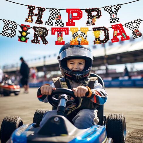 Car Birthday Banners, Race Car Birthday Party Decorations Banner and Garland, Racing Themed Supplies for Room Wall Decor Party Supplies Photo Props in Saudi Arabia