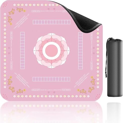 Mahjong Table Mat, 33x33 Inch, Noise Reduction Anti-Slip Surface for Poker, Card Games, Dominoes, Board Games (Pink) in Kuwait