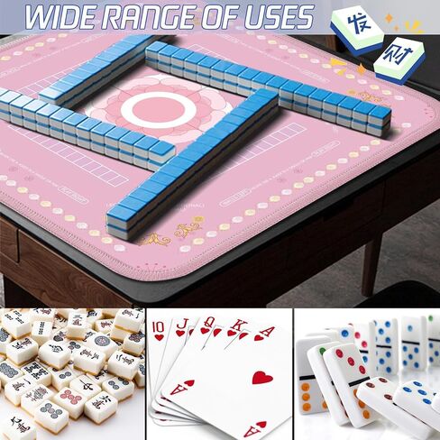 Mahjong Table Mat, 33x33 Inch, Noise Reduction Anti-Slip Surface for Poker, Card Games, Dominoes, Board Games (Pink) in Kuwait