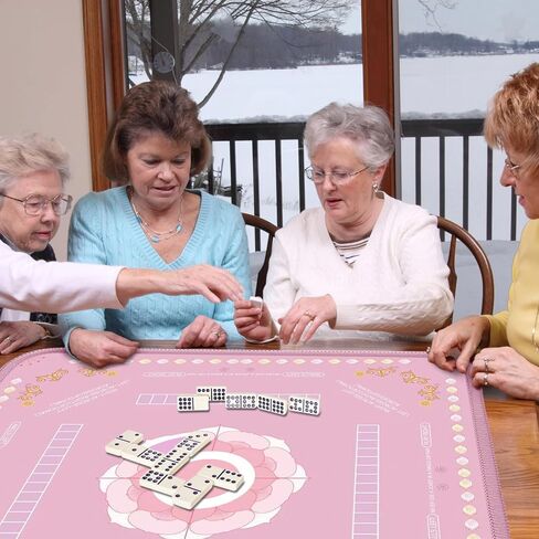 Mahjong Table Mat, 33x33 Inch, Noise Reduction Anti-Slip Surface for Poker, Card Games, Dominoes, Board Games (Pink) in Kuwait