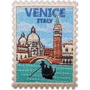 Venice Italy Stamp 3 Inches Iron On/Sew On Embroidered Applique Patch, Traveling Embroidery Patches, DIY Accessories for Backpacks, Army Vests, Bags Hats Clothes, Gifts for Travel Lovers in Kuwait