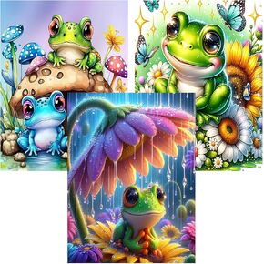 DIPQYART 3 Pack Diamond Art Kits for Adults, Frog Diamond Painting Kits for Adults, 5D DIY Round Drill Gem Art Paint with Diamonds Dots Crafts Kits for Home Decor Gift 12x16inch in Saudi Arabia