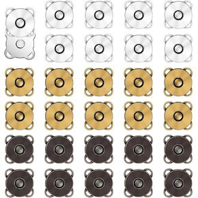 30 Sets Magnetic Plum Snap Buttons 14mm Magnetic Snaps Closures Sewing on Metal Snap Buttons for DIY Crafts, Wallets, Handbags, Clothing, Leather Goods (Silver, Dark Gray, Bronze) in Kuwait