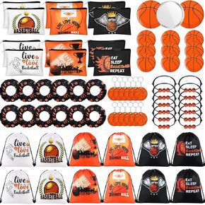 75 Pieces Basketball Team Gifts Set Includes 12 Pcs Makeup Bag 12 Ball Drawstring Bags 12 Hair Ties 12 Bracelets 12 Pcs Compact Mirror 12 Keychains (Pink,Basketball) in Saudi Arabia