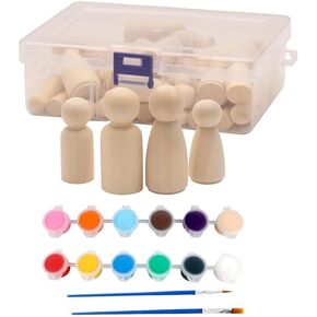 50 عبوة من الدمى والأشكال الخشبية غير المكتملة - أشكال وأحجام متنوعة للحرف اليدوية والرسم وديكور المنزل in Kuwait