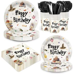 168 قطعة من لوحات المعالج السحري، زينة حفلات أعياد الميلاد، أكواب ورقية للاستعمال مرة واحدة، مجموعة أدوات المائدة، لوازم الحفلات السحرية للأطفال الأولاد، ديكور عيد ميلاد 24 ضيفًا in Kuwait