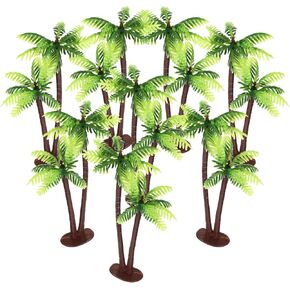 Housoutil Coconut Palm Tree Model, 12PCS Plastic Coconut Mini Palm Trees Figurine, Simulation Miniature Tropical Bonsai Decor for Micro Beach Landscape Prop Fish Tank Cake Decoration in Kuwait
