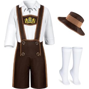 Kids Oktoberfest Costume Boys Lederhosen Beer Festival Bavarian Party Cosplay 3-13 Years in Kuwait