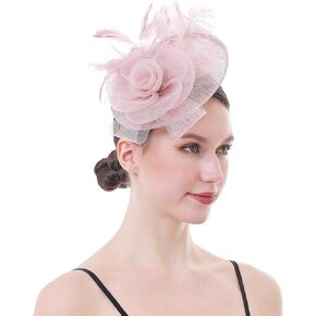 Fascinator Pillbox Hat for Women Tea Party Wedding Flower Derby Veil Hair Clip Feather Mesh Cocktail Bridal in Kuwait