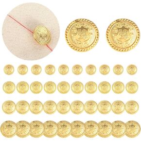 40PCS Gold Brass Buttons for Blazer, Small Golden Metal Vintage Decorative Shank Sewing Button Pins for Clothes, Suit, Coat, Jacket Uniform, DIY Crafts(15/18/20/25mm) in Saudi Arabia