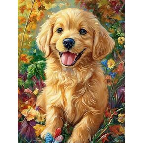 طقم غرز متقاطعة MIJVFNB Puppy Dog 11CT للبالغين والمبتدئين، نمط إبرة سهل لديكور المنزل والحرف اليدوية، 12 × 16 بوصة in Kuwait