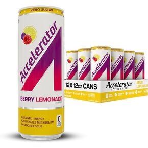 Accelerator Energy Drink, Cotton Candy 12oz can (12 pack), Zero Sugar, Sustained Energy from 100% Natural Caffeine (200mg from Green Coffee Bean & Green Tea extract) in Saudi Arabia