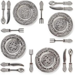 Odoria 1/12 Miniature Plates and Silverware Set Dollhouse Accessories, 4Pcs in Kuwait