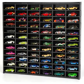 Toy Car Storage Display Case, 72 Slots Model Car Display Shelf for 1/64 Scale Toy Cars, Wall Mount Organizer Rack for Diecast Models (Black) in Saudi Arabia