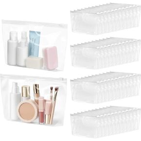 Bokon 100 Pcs Small Clear Cosmetic Bags Bulk Zipper Storage Bag Reusable PE Cosmetic Pouch Travel Makeup Organizer with Zipper Toiletry Tote Handbags Purse Storage for Women in Kuwait