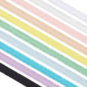 FINGERINSPIRE 24Yards Elastic Pleated Lace Trim 12 Colors 1/4 inch Wide Polyamide Narrow Stretchy Lace Trim for Sewing Tiny Stretch Ruffle Edge Decorative Ribbon for DIY Projects and Home Decor in Kuwait
