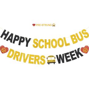 Happy School Bus Driver Week Banner - NO DIY School Bus Drivers Week Decorations For Party Supplies Glitter Bus Driver Appreciation Gifts in Kuwait