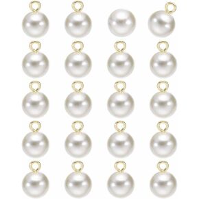 HARFINGTON 20 قطعة من أزرار اللؤلؤ الصناعي المستديرة 12 مم 1/2 بوصة أزرار خياطة معدنية ذهبية بديلة DIY زر صغير لخياطة ملابس الزفاف وفستان الزفاف DIY الحرف اليدوية، بيج ذهبي in Kuwait