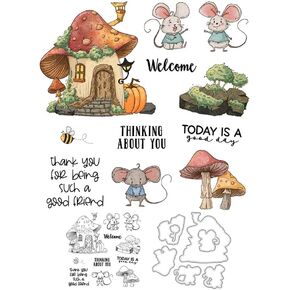 Hedgehog Stamps and Die Cuts for Card Making Animal Transparent Silicone Clear Stamp and Metal Cutting Dies Sets for DIY Scrapbooking Paper Crafting Seals Decorative Supplies in Kuwait