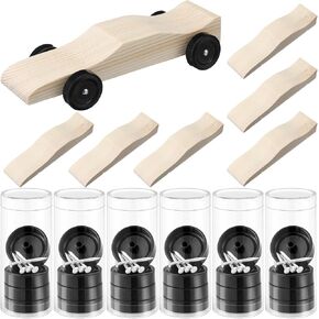 6 Sets Derby Car Kits Bulk Pre-Cut Derby Muscle Car Body with Pre-drilled Axle Holes for Easy Insertion, Wooden Cars Kits with Wheels and Axels for Beginners, Racer in Saudi Arabia