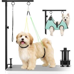 Dog Grooming Table Arm, 31.5"-43.3" Adjustable Pet Stand with Hammock & Clips – 3-in-1 Grooming Kit for Nail Trimming, Haircut & Drying, Home Supplies for Small Dogs in Saudi Arabia