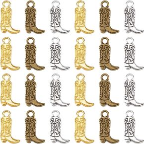 SUNNYCLUE 1 صندوق 3 ألوان 90 قطعة من سحر حذاء رعاة البقر السحر الغربي السائبة خمر العتيقة الفضة الذهب سبائك رعاة البقر أحذية راعية البقر المعلقات لصنع المجوهرات DIY الحرف اليدوية قلادة سوار القرط سلاسل المفاتيح in Kuwait