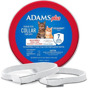 Adams Plus Flea & Tick Collar for Cats | Breakaway Collar | 1 White Collar | 7- Month Protection | Kills & Repels Fleas, Flea Eggs, Flea Larvae and Kills Ticks, Tick Nymphs, and Tick Larvae in Saudi Arabia