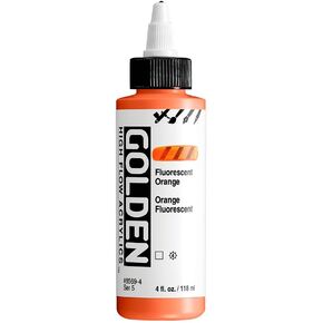 GOLDEN High Flow Acrylics, Fluorescent Orange, 4 fl. oz. Bottle, Professional Acrylic Paint, Transparent in Saudi Arabia