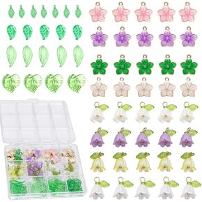 SENLEMON Charms for Jewelry Making, Gold Plated Enamel Floral and Acrylic Lily Pendants, Leaf Beads Charms for DIY Necklace Bracelet Earring Jewelry Making and Crafting in Saudi Arabia