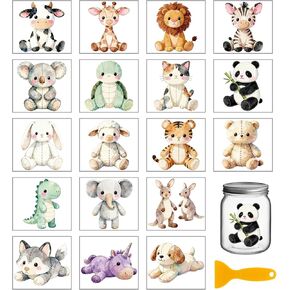 GLOBLELAND 18 Sheets Vintage Patchwork Animals Rub on Transfers Sticker for Crafts 3.9x3.6inch Lion Fox UV DTF Cup Wraps Decals Stickers Retro Rabbits Patterns Transfer Decal for Glass Bottle Decors in Kuwait