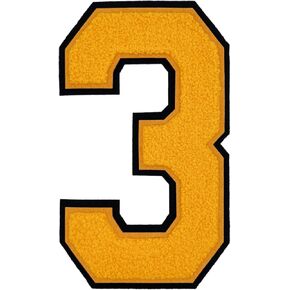 1 Pcs 8.0" Yellow Chenille Number Patches, Iron On or Sew On Appliques for Clothing, Jackets, Backpacks Varsity Style Large Number Patches Pair with Varsity Letter Patches (Yellow 3) in Saudi Arabia