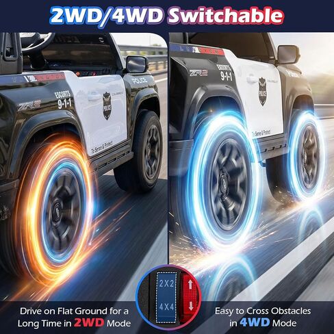 Costzon 2-Seater Ride on Police Car, 24V 4WD Licensed Chevrolet Kids Electric Vehicle with Megaphone, Siren, LED Flashing Lights, Storage Trunk, Toddler Remote Control Toy Car, Gift for Boys Girls in Saudi Arabia