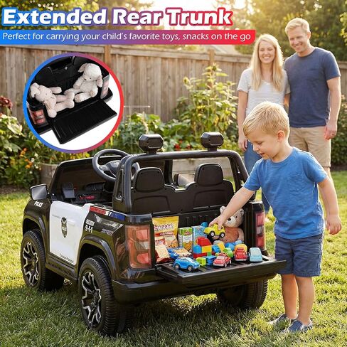Costzon 2-Seater Ride on Police Car, 24V 4WD Licensed Chevrolet Kids Electric Vehicle with Megaphone, Siren, LED Flashing Lights, Storage Trunk, Toddler Remote Control Toy Car, Gift for Boys Girls in Saudi Arabia