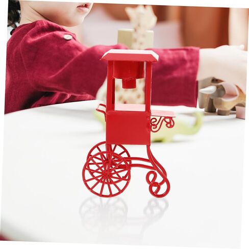 Miniature Movie Theater Popcorn Machine Decor with Wheels Cute Snack Cart for Dollhouse Party Supplies and Movie Night Realistic Popcorn Stand Model in Saudi Arabia