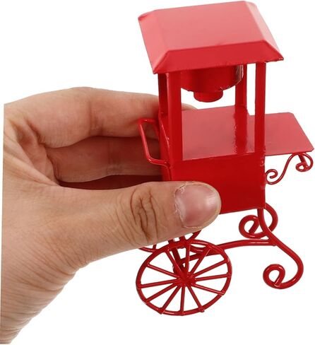 Miniature Movie Theater Popcorn Machine Decor with Wheels Cute Snack Cart for Dollhouse Party Supplies and Movie Night Realistic Popcorn Stand Model in Saudi Arabia