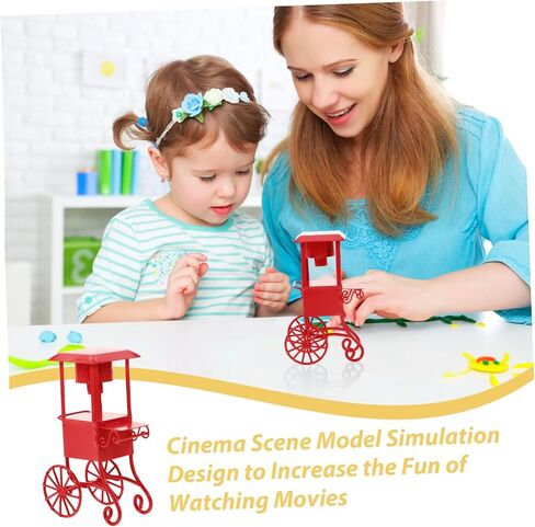 Miniature Movie Theater Popcorn Machine Decor with Wheels Cute Snack Cart for Dollhouse Party Supplies and Movie Night Realistic Popcorn Stand Model in Saudi Arabia