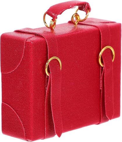 TOYANDONA Dollhouse Suitcase, Dolls Travel Suitcase Vintage Trunk Suitcase Toy Doll House Miniature Luggage Case for Playing House Model Mini Room Decor Red in Saudi Arabia