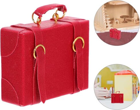 TOYANDONA Dollhouse Suitcase, Dolls Travel Suitcase Vintage Trunk Suitcase Toy Doll House Miniature Luggage Case for Playing House Model Mini Room Decor Red in Saudi Arabia