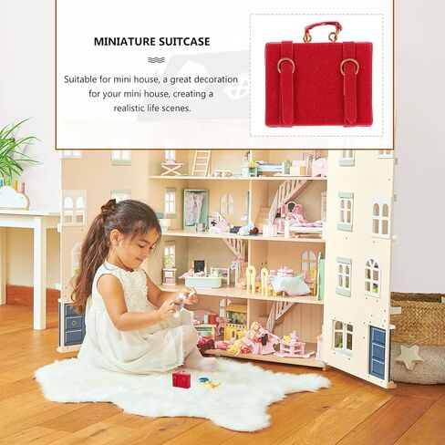 TOYANDONA Dollhouse Suitcase, Dolls Travel Suitcase Vintage Trunk Suitcase Toy Doll House Miniature Luggage Case for Playing House Model Mini Room Decor Red in Saudi Arabia