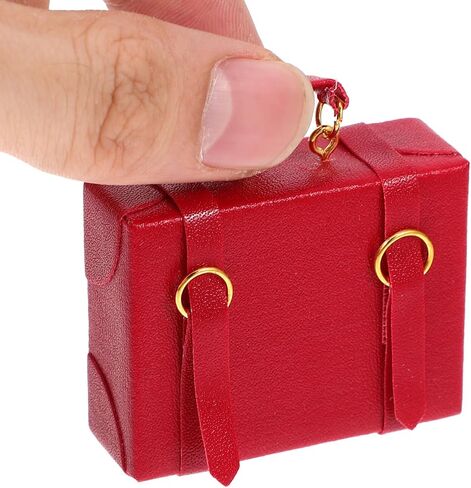 TOYANDONA Dollhouse Suitcase, Dolls Travel Suitcase Vintage Trunk Suitcase Toy Doll House Miniature Luggage Case for Playing House Model Mini Room Decor Red in Saudi Arabia