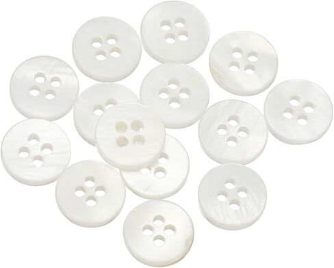 uxcell 14Pcs Natural Shell Button, 4 Hole 23mm Round Mother of Pearl Buttons for Shirt Coats Suits Jacket Jeans Skirts DIY Sewing Crafts, White in Saudi Arabia