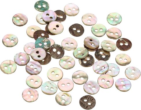 uxcell 50Pcs Natural Shell Button, 2 Hole 15mm Mother of Pearl Buttons for Shirt Coats Suits Jacket Jeans Skirts DIY Sewing Crafts, 1.5-2.3mm Thick, Brown in Saudi Arabia
