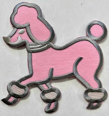 Simplicity Pink Poodle Iron On Applique Patch for Clothes, Backpacks, and Accessories 6" W x 6-1/4" H in Saudi Arabia